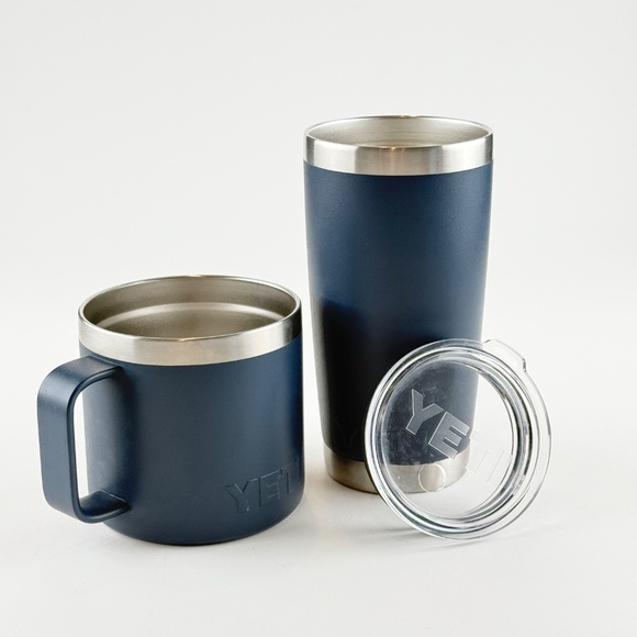 Yeti Rambler  Mug Navy 14 OZ  And Rambler Tumbler Navy W/Straw Lid 20 ounce - Picture 2 of 7
